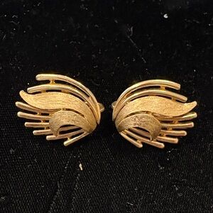 Trifari Sculptural Wave Clip-On Earrings - Women Jewelry